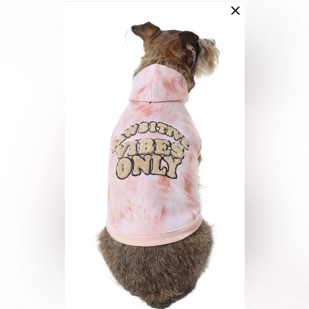 Frisco Pawsitive Vibes Only Dog Cat Hoodie Pink Tie Dye Pullover Pet Apparel